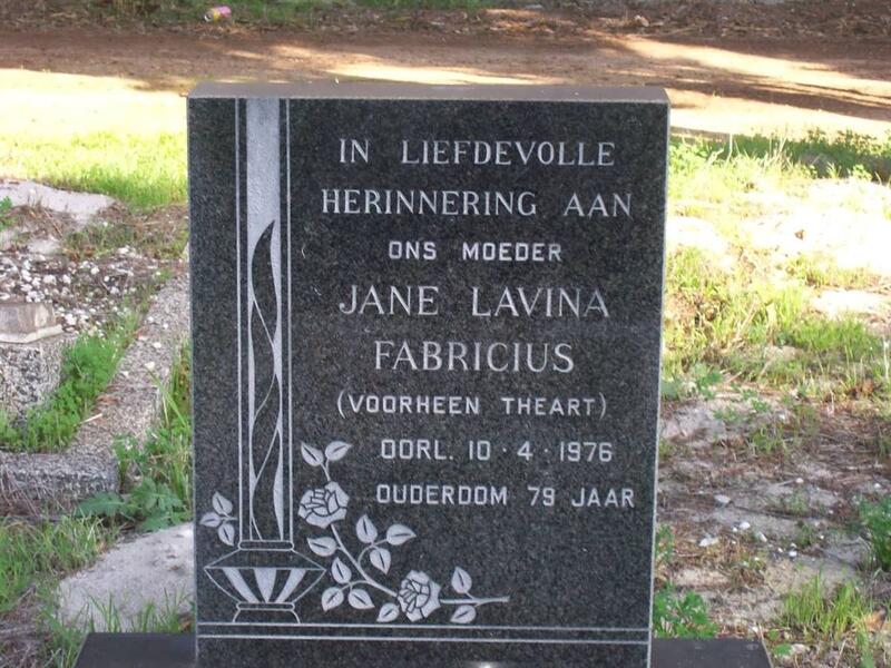 FABRICIUS Jane Lavina voorheen THEART -1976