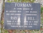FORMAN Bill 1908-1983 & Ray 1902-1980