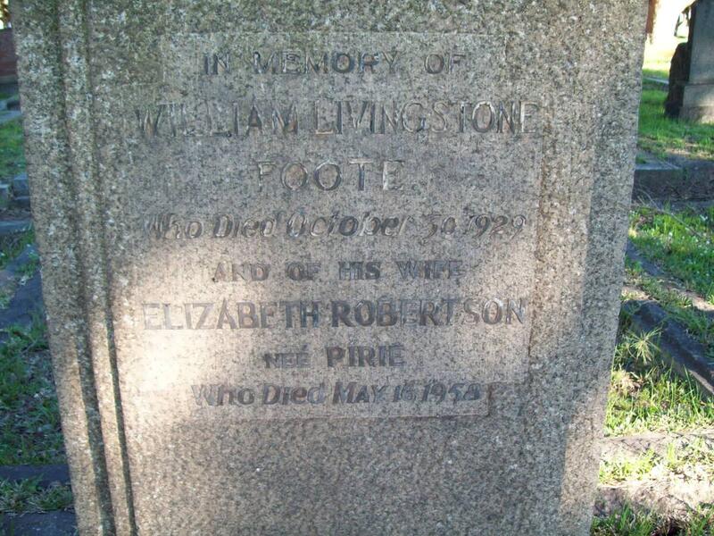 FOOTE William Livingston -1929 & Elizabeth Robertson Pirie -1958