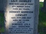 COWLEY Herbert Morrison -1967 & Lily -1944 :: COWLEY Winifred Leila nee DUQUEMIN -1977
