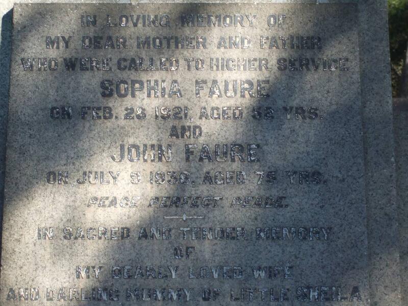 FAURE John -1938 & Sophia -1921
