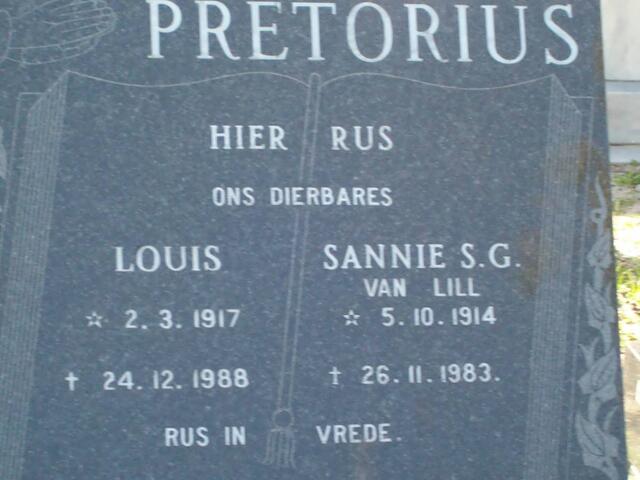 PRETORIUS Louis 1917-1988 & Sannie S.G. VAN LILL 1914-1983