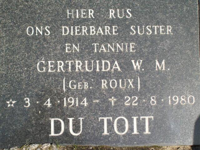TOIT Gertruida W.M., du nee ROUX 1914-1980