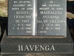 HAVENGA Daniel Francois Du Toit 1914-1986 & Magdalena Susanna DE VILLIERS 1912-1994