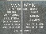 WYK Louis James, van 1888-1966 & Jacomina Christina MEIRING 1894-1988