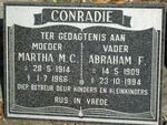 CONRADIE Abraham F. 1909-1994 & Martha M.C. 1914-1966