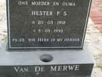 MERWE Hester P.S., van der 1912-1993