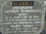 SLABBER Jacobus Everhardus 1927-1983 & Maria 1933-1986