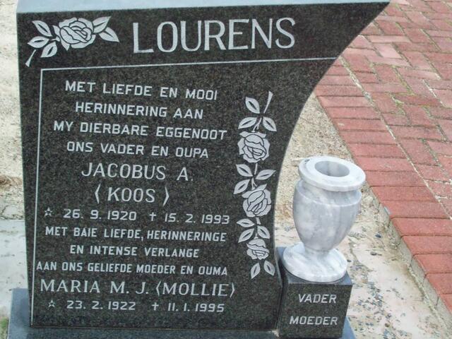 LOURENS Jacobus A. 1920-1993 & Maria M.J. 1922-1995