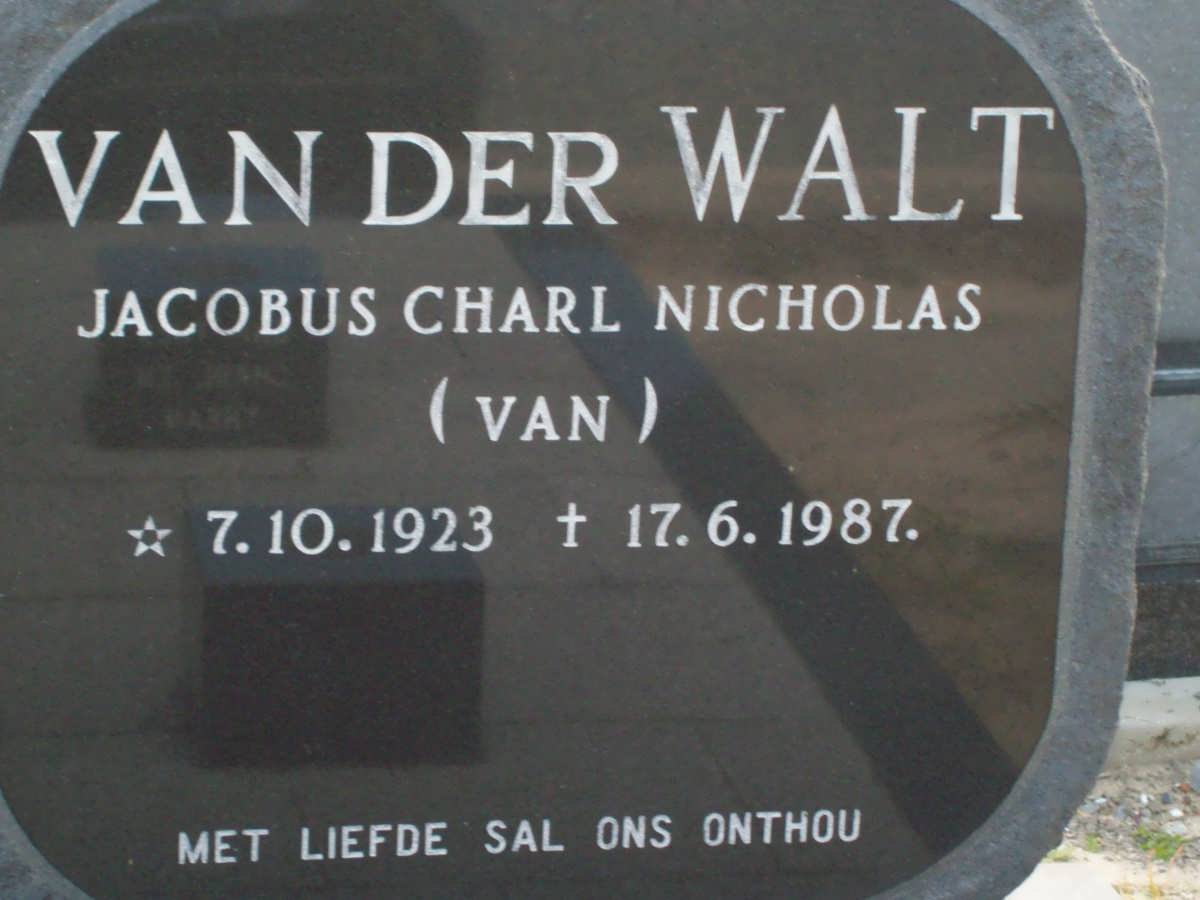WALT Jacobus Charl Nicholas, van der 1923-1987