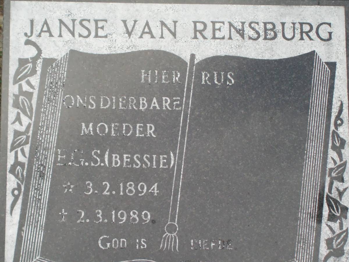 RENSBURG E.G.S., Janse van 1894-1989