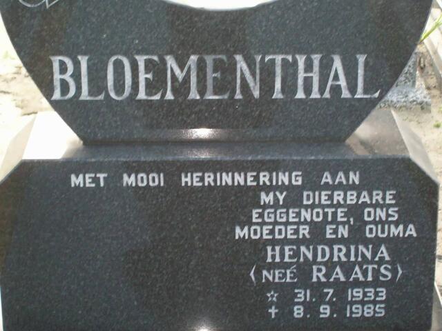 BLOEMENTHAL Henrina nee RAATS 1933-1985
