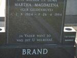 BRAND Martha Magdalena nee GELDENHUYS 1924-1984