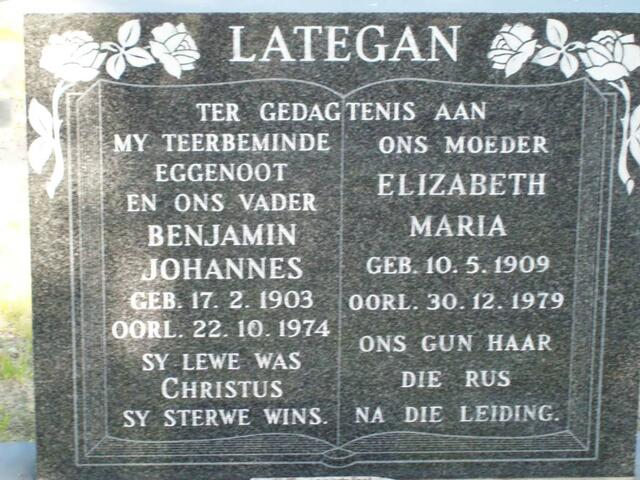LATEGAN Benjamin Johannes 1903-1974 & Elizabeth Maria 1909-1979