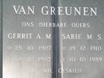 GREUNEN A.M., van 1907-1987 & M.S. 1910-1989