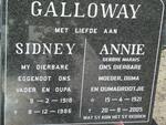 GALLOWAY Sidney 1918-1986 & Annie MARAIS 1921-2005