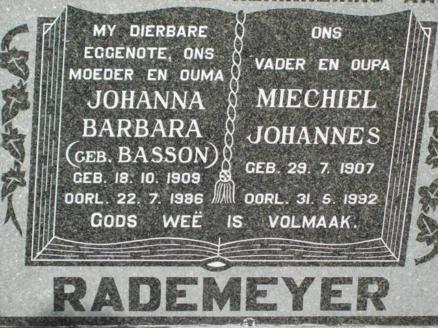 RADEMEYER Michiel Johanens 1907-1992 & Johanna Barbara BASSON  1909-1986