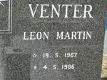 VENTER Leon Martin 1967-1986