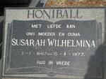 HONIBALL Susarah Wilhelmina 1897-1977