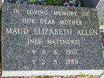 ALLEN Maud Elizabeth nee MATTHEWS 1910-1988