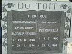 TOIT Jacobus Hendrik, du 1898-1974 & Petronella 1900-1988