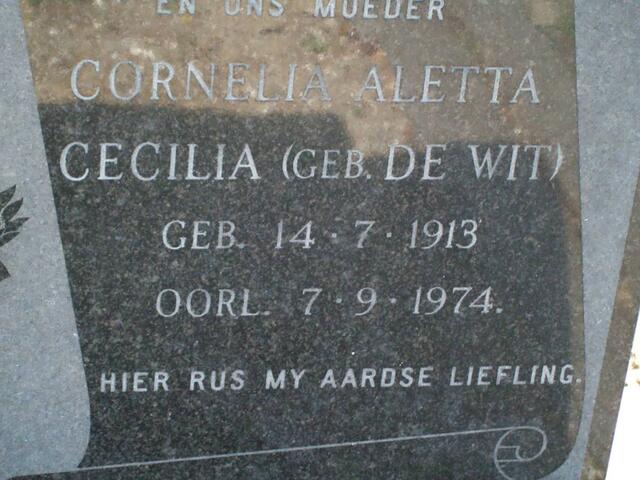 WIT Cornelia Aletta Cecilia, de  1913-1974