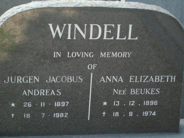 WINDELL Jurgen Jacobus Andreas 1897-1982 & Anna Elizabeth BEUKES 1896-1974