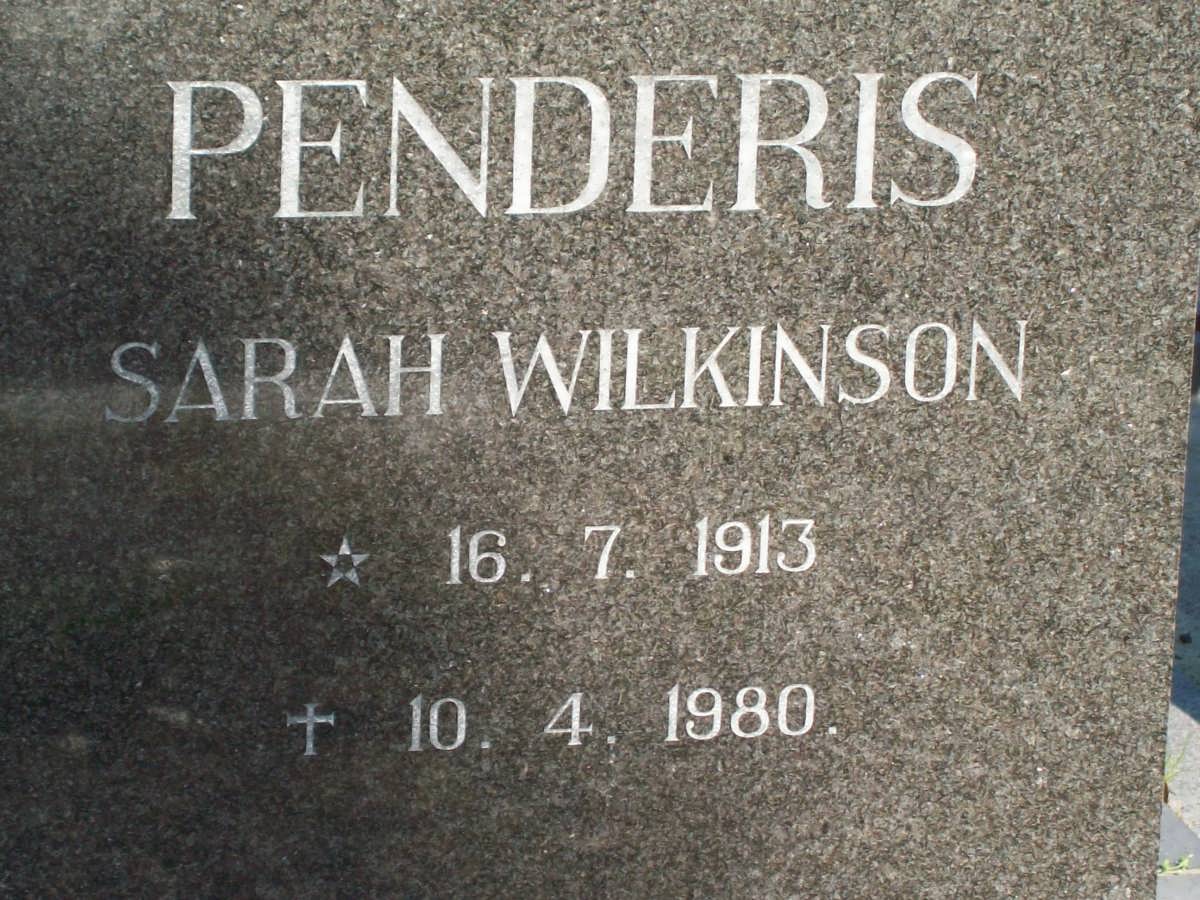 PENDERIS Sarah Wilkinson 1913-1980