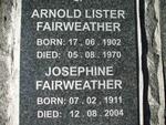 FAIRWEATHER Arnold Lister 1902-1970 & Josephine 1911-2004
