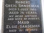 SANDEMAN Robert Creig -1952 & Maud Elsie -1972
