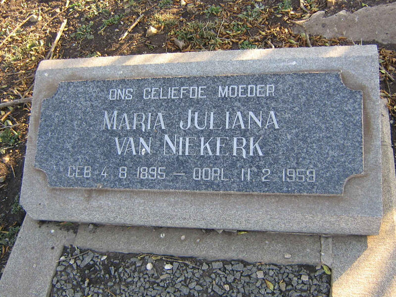 NIEKERK Maria Juliana, van 1895-1959