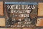 HUMAN Susanna Sophia nee KRUGER 1915-2007