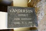 ANDERSON Dorrit nee ZONDAGH -1991