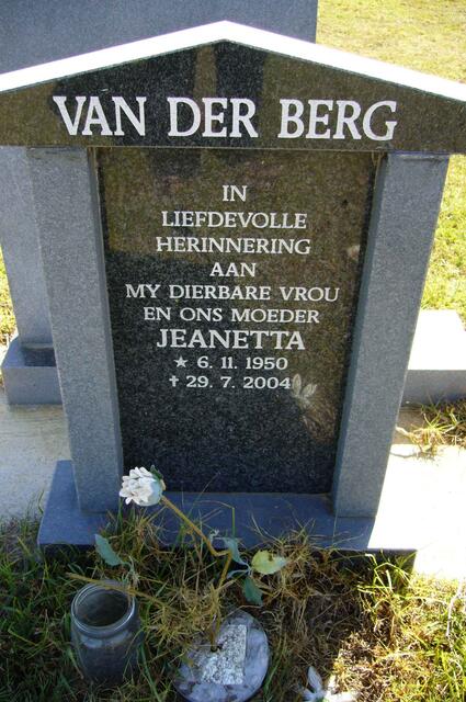 BERG Jeanetta, van der 1950-2004