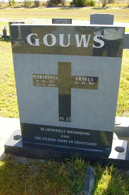 GOUWS Marthinus 1927-2000 & Ursula 1931-
