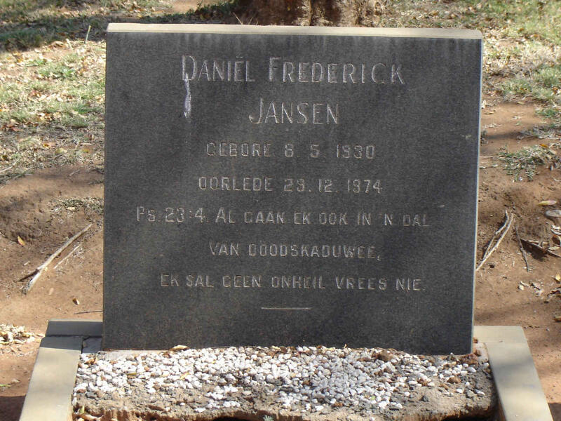 JANSEN Daniel Frederick 1930-1974