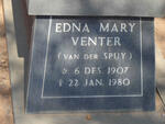 VENTER Edna Mary nee VAN DER SPUY 1907-1980