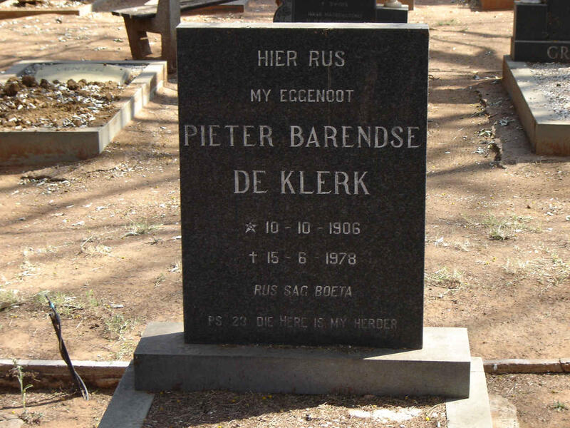 KLERK Pieter Barendse, de 1906-1978