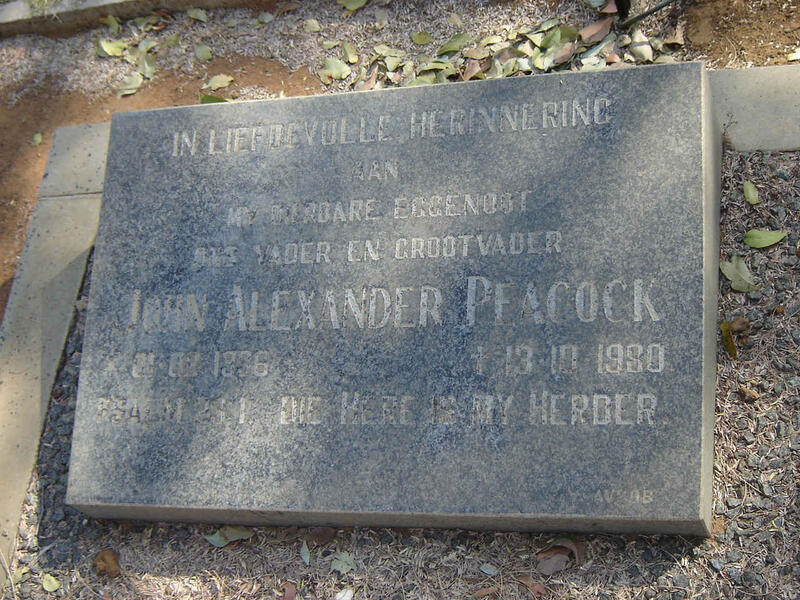 PEACOCK John Alexander 1896-1980