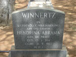 WINNERTZ Hendrina Abrama nee DU PREEZ 1914-1983