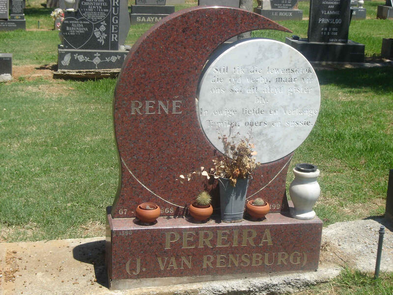 PEREIRA René nee J. VAN RENSBURG 1968-1999