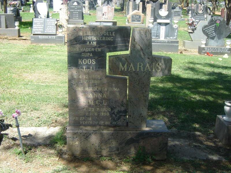 MARAIS J.J. 1905-1988 & M.C.L. 1900-1990
