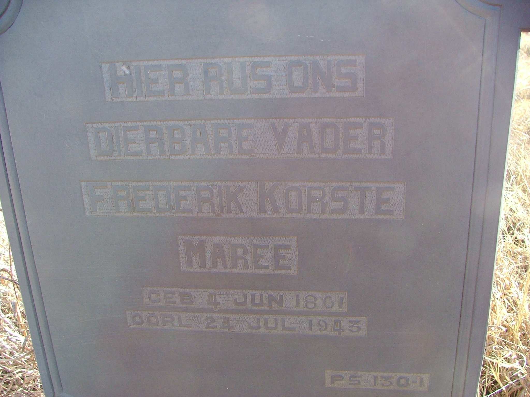 MAREE Frederik Korste 1861-1943
