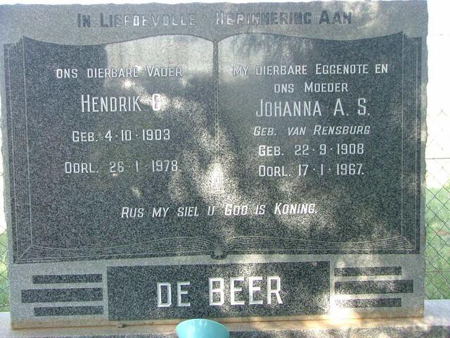 BEER Hendrik C., de 1903-1978 & Johanna A.S. VAN RENSBURG 1908-1967