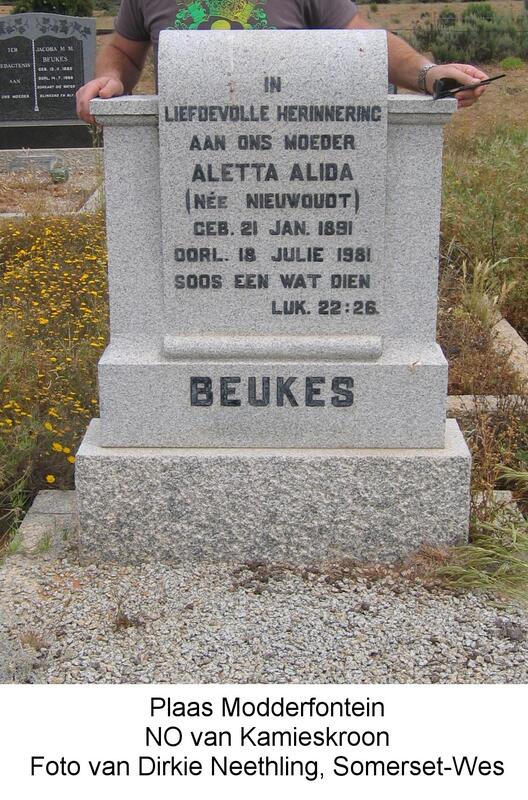 BEUKES Aletta Alida nee NIEUWOUDT 1891-1981
