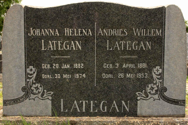 LATEGAN Andries Willem 1881-1953 & Johanna Helena 1882-1974