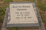 KRUGER Aletta Maria nee DE LANGE 1878-1966