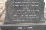 PHILLIPS Lambertus P.J. 1876-1946 & Anna C.H. FECHTER 1881-1959