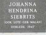 SIEBRITS Johanna Hendrina formerly LOTZ nee MALAN -1947