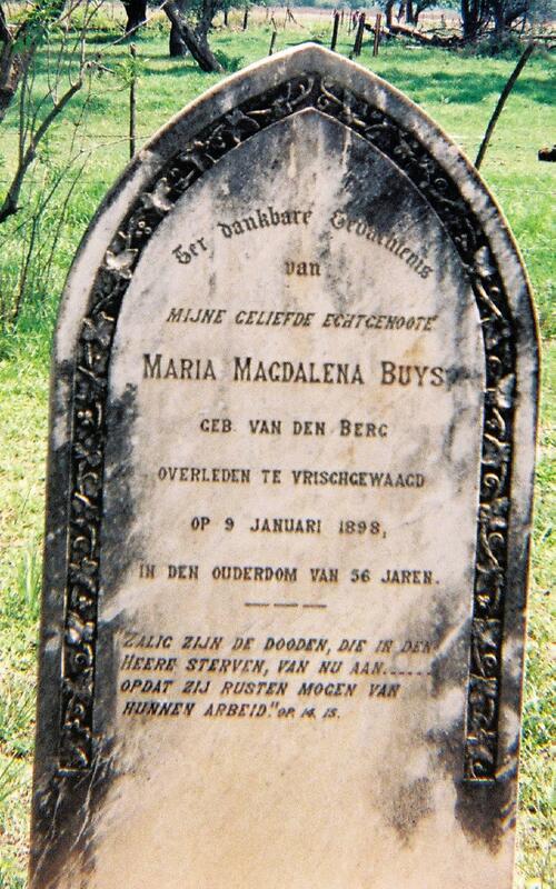 BUYS Maria Magdalena nee VAN DEN BERG -1898